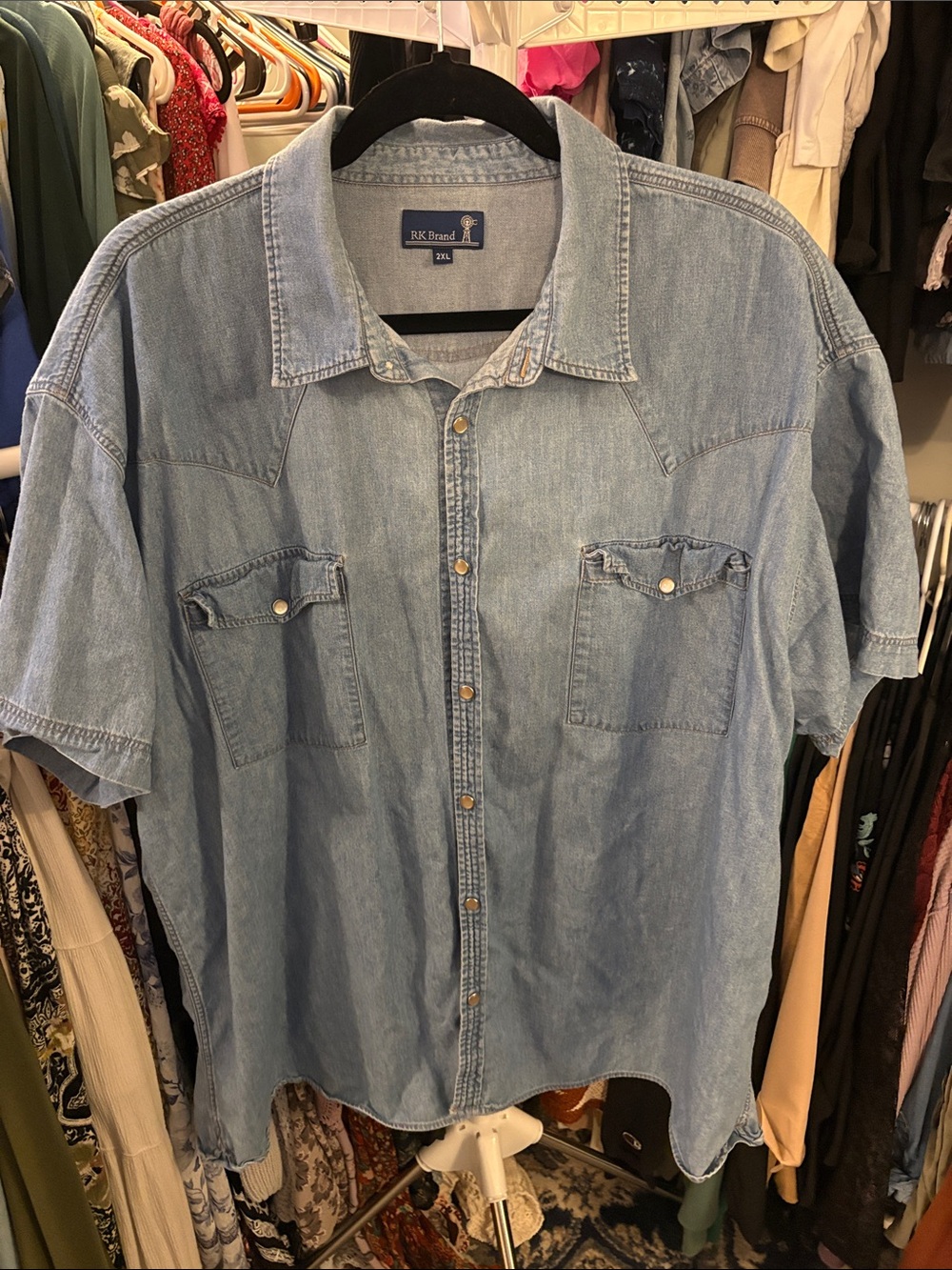 RK Brand Women's Light Blue Denim Button-Down Shirt